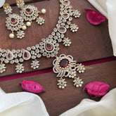 Fancy Victorian Diamond Hasli Neckpiece-Red-VV1841